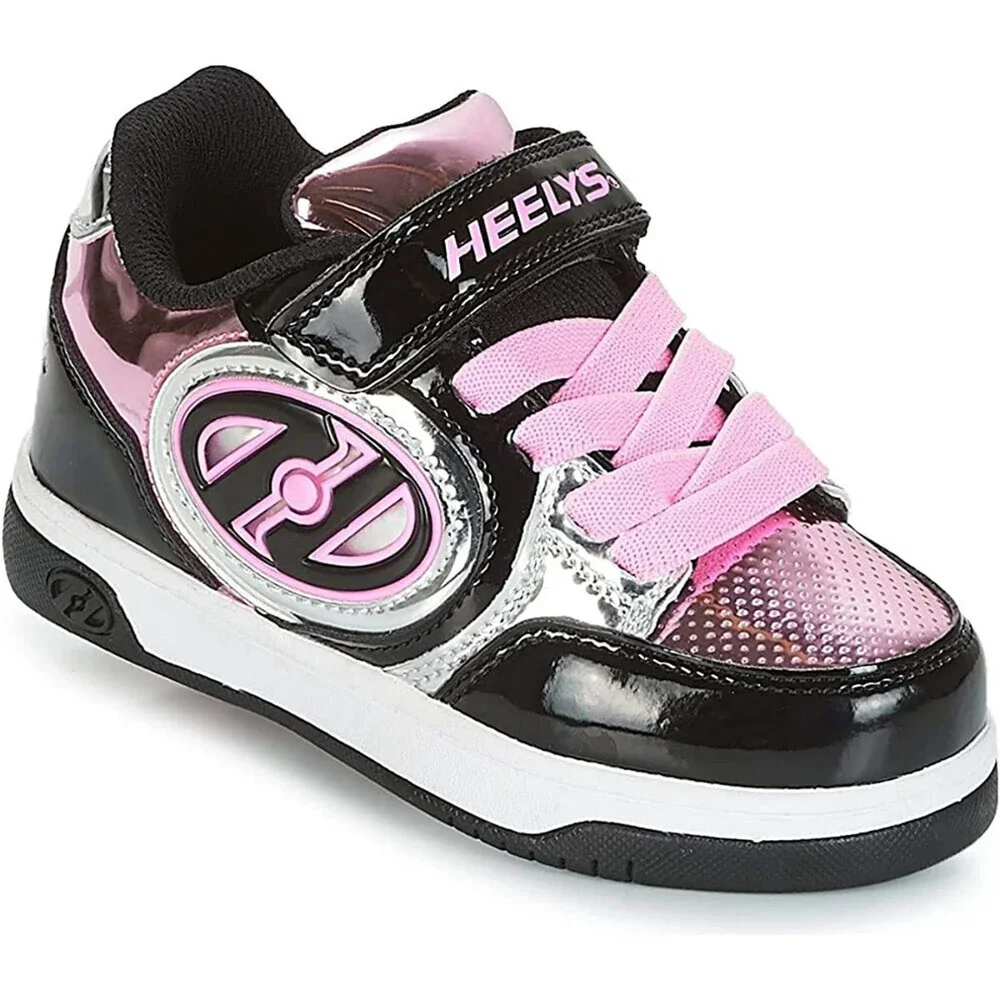 Heelys X2 Lighted Sneakers Kids US 5 Black Pink Wheeled Heel Skate Shoes GAL964